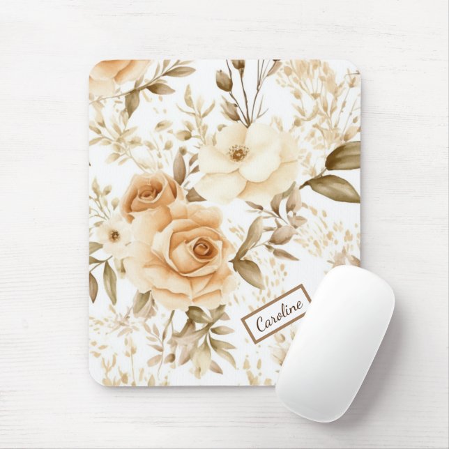 Personalisierter Name Rustikale moderne boho Rose  Mousepad (Mit Mouse)