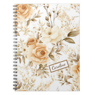 Personalisierter Name Rustikale moderne boho Rose  Notizblock