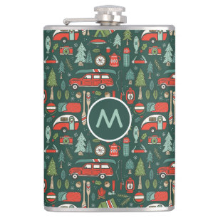 Personalisierter Name Rustikales Camping Flachmann