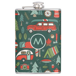 Personalisierter Name Rustikales Camping Flachmann