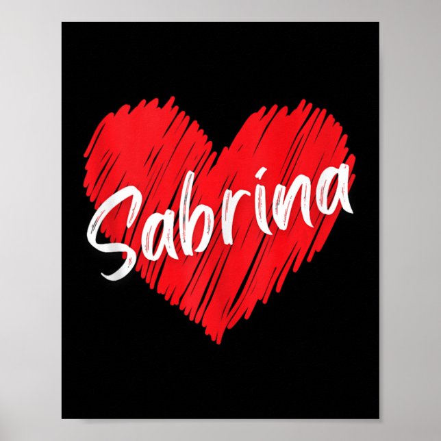 Personalisierter Name Sabrina I Liebe Sabrina Hear Poster (Vorne)