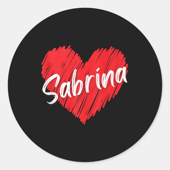 Personalisierter Name Sabrina I Liebe Sabrina Hear Runder Aufkleber (Vorderseite)
