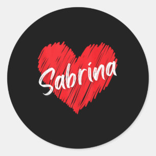 Personalisierter Name Sabrina I Liebe Sabrina Hear Runder Aufkleber