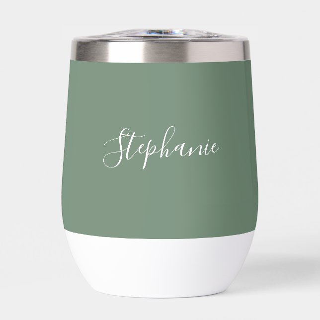 Personalisierter Name Sage Green Script Monogram (Vorderseite)