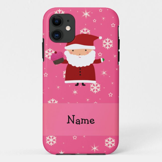 Personalisierter Name Santa cupcake Rosa Schneeflo Case-Mate iPhone Hülle (Rückseite)