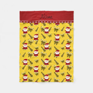 Personalisierter Name Santa gelbe Schneemänner Bon Fleecedecke