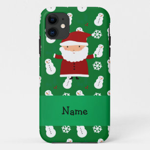 Personalisierter Name Santa Green Snowman Case-Mate iPhone Hülle