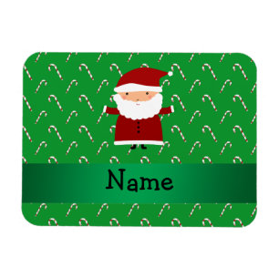 Personalisierter Name Santa grüne Bonbons Magnet