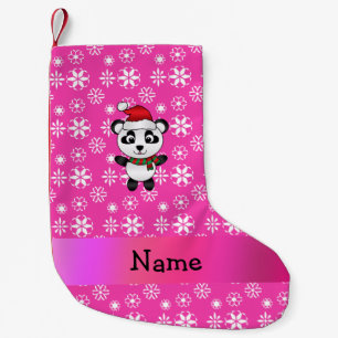 Personalisierter Name Santa panda trägt rosa Schne Kleiner Weihnachtsstrumpf