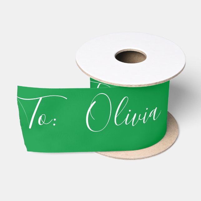Personalisierter Name Santa Script Holiday Modern Satinband (Spule)