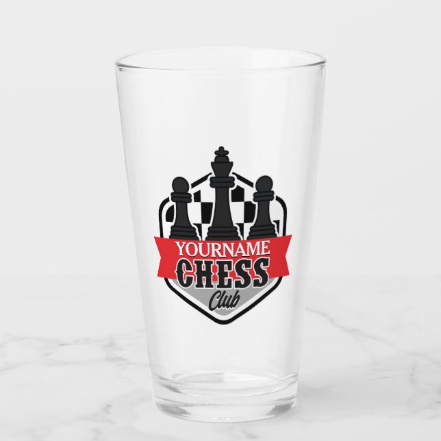 Personalisierter NAME Schachspieler Club Checkmate Glas (Vorderseite)