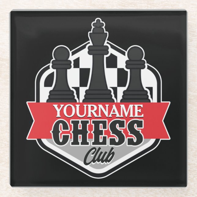 Personalisierter NAME Schachspieler Club Checkmate Glasuntersetzer (Vorderseite)