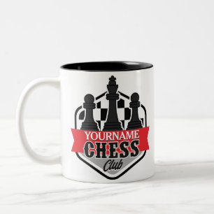 Personalisierter NAME Schachspieler Club Checkmate Zweifarbige Tasse