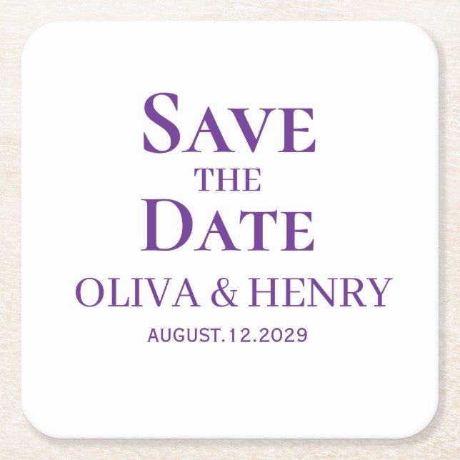 PERSONALISIERTER NAME SCHICKER SAVE THE DATE RECHTECKIGER PAPPUNTERSETZER (Vorderseite)