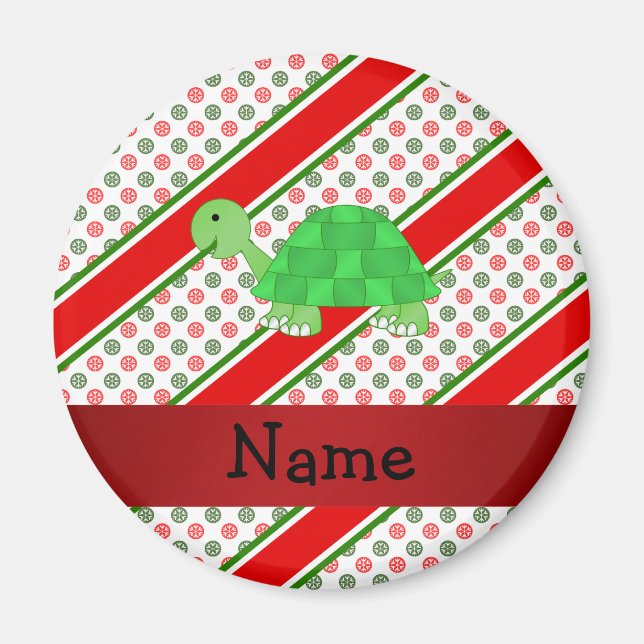 Personalisierter Name Schildkröte Weihnachtspolka  Magnet (Vorne)