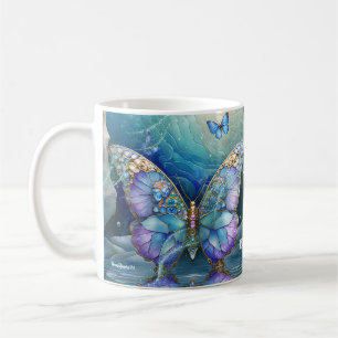 Personalisierter Name Schmetterling Blau Lila Gesc Kaffeetasse