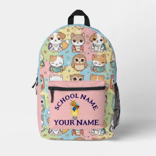 Personalisierter Name & Schule Süß Zurück zur Schu Bedruckter Rucksack