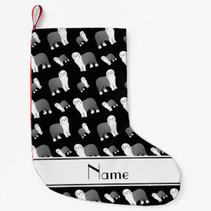Personalisierter Name schwarz Alte Schafhunde Kleiner Weihnachtsstrumpf