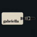 Personalisierter Name Schwarz/Beige: Bold Typograf Gepäckanhänger<br><div class="desc">Fett moderne Typografie Personalisierter Name Gepäckanhänger in Schwarz und Beige</div>