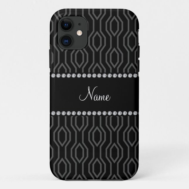Personalisierter Name schwarz geometrisches Diaman Case-Mate iPhone Hülle (Rückseite)