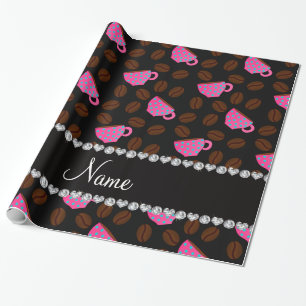 Personalisierter Name schwarz-rosa Kaffeetassen Bo Geschenkpapier