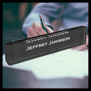Personalisierter Name Schwarz/Weiß-Acryl Namensplakette