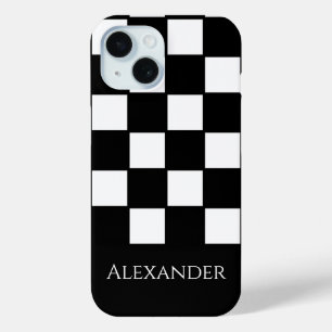 Personalisierter Name Schwarz/Weiß-Karo Case-Mate iPhone Hülle