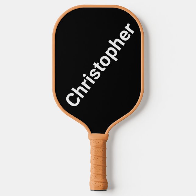 Personalisierter Name Schwarz/Weiß Pickleball Schläger (Vorderseite)