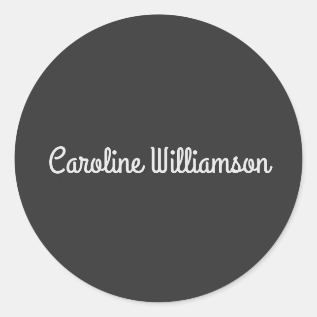 Personalisierter Name Schwarz-weiß Retro Typografi Runder Aufkleber (Vorderseite)