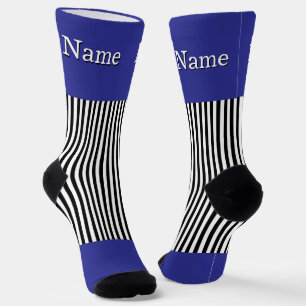 Personalisierter Name Schwarz Weiße Streifen Tiefb Socken