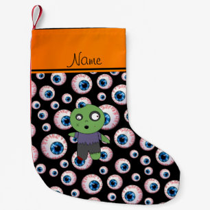 Personalisierter Name schwarze Augapfel Zombie Kleiner Weihnachtsstrumpf