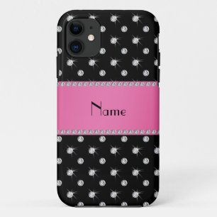 Personalisierter Name schwarze Diamanten rosa Stre Case-Mate iPhone Hülle