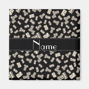 Personalisierter Name schwarze Domino Magnet