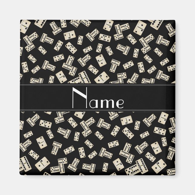 Personalisierter Name schwarze Domino Magnet (Vorne)