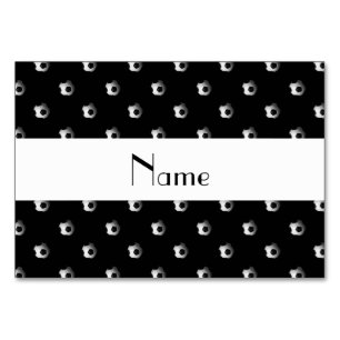 Personalisierter Name schwarze Fußballbälle Tischnummer