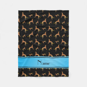 Personalisierter Name Schwarze Saluki-Hunde Fleecedecke