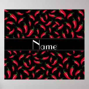 Personalisierter Name Schwarzer Chili Pfeffer Poster