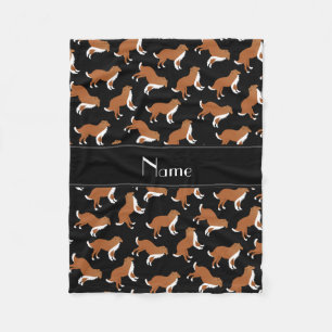 Personalisierter Name Schwarzer Collie Hundsmuster Fleecedecke