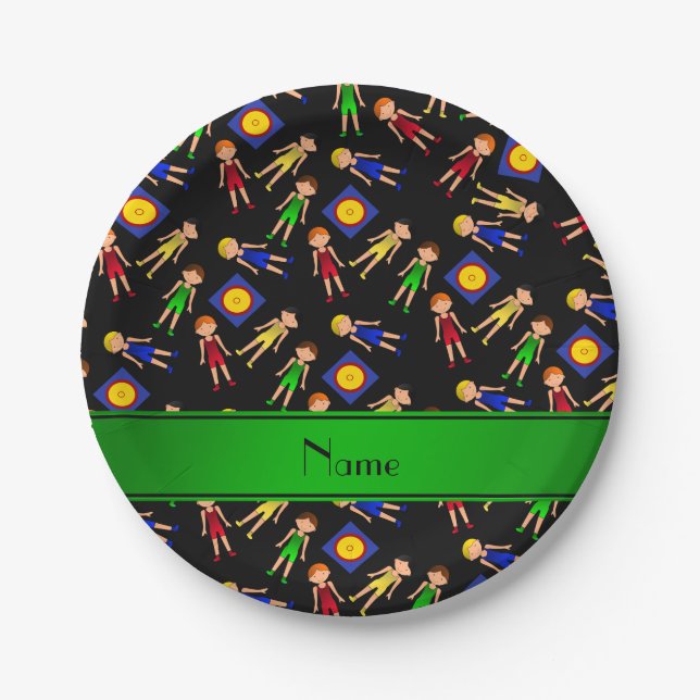 Personalisierter Name Schwarzer niedlicher Junge W Pappteller (Vorderseite)