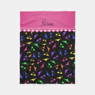 Personalisierter Name Schwarzer Regenbogen-Bikinis Fleecedecke