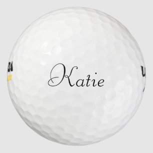 Personalisierter Name schwarzer Text, kursiver Sch Golfball