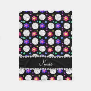 Personalisierter Name Schwarzer Volleyball-Regenbo Fleecedecke