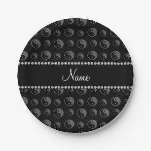 Personalisierter Name: schwarzes Yang Pappteller