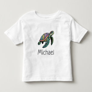 Personalisierter Name Sea Turtle Ocean Nautic Kleinkind T-shirt
