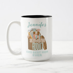 Personalisierter Name Seamstress Nähen Addict Mama Zweifarbige Tasse