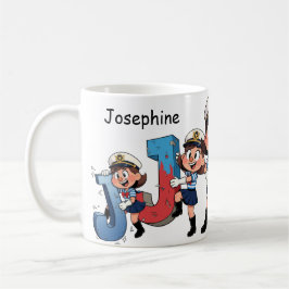 Personalisierter Name Segler Cartoon Charakter * J Kaffeetasse