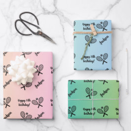 Personalisierter Name Sentiment Sport Thema Tennis Geschenkpapier Set