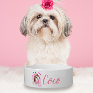 Personalisierter Name Shih-Tzu mit Herzen Hund Napf