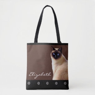 Personalisierter Name Siam Cat Tote Bag