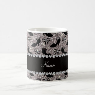 Personalisierter Name Silber Glitzer extravagante Tasse